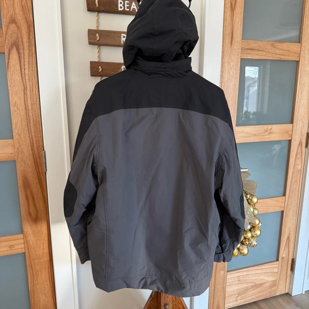 Field Gear Blk/Gray Winter Hooded‎ Full Zip Water-Resistant Jacket Insulated Lrg